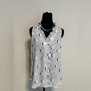 CAbi Monochrome Moon Print Blouse